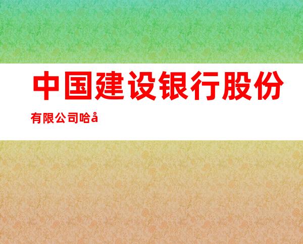 中国建设银行股份有限公司哈尔滨共建支行