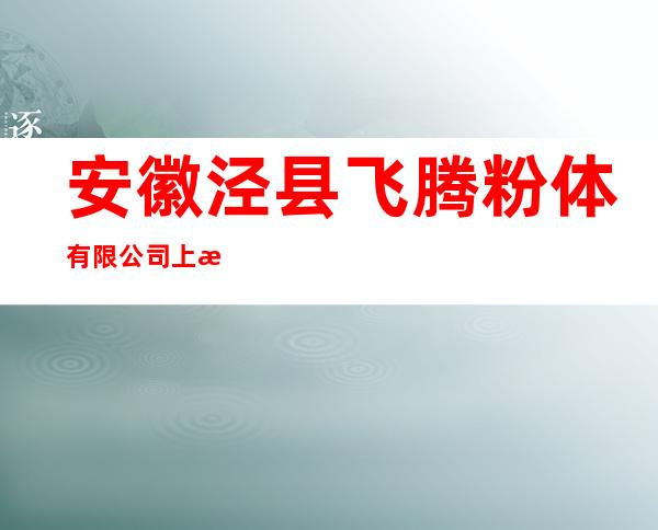 安徽泾县飞腾粉体有限公司上海办事处